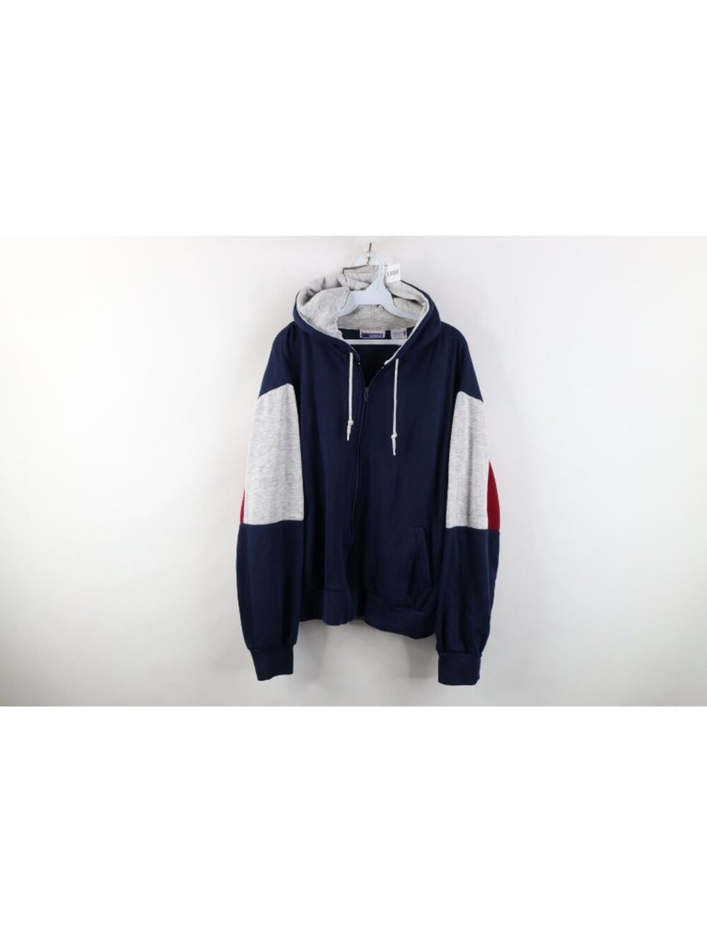 Vintage 90s Streetwear Mens Large Faded Color Block Full Zip Hoodie Sweatshirt